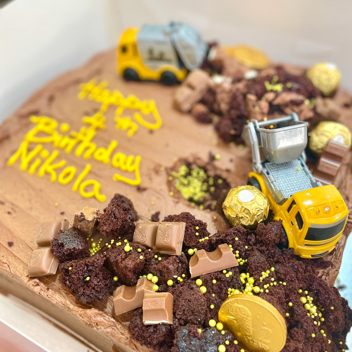 Digger Themed Chocolate Cake