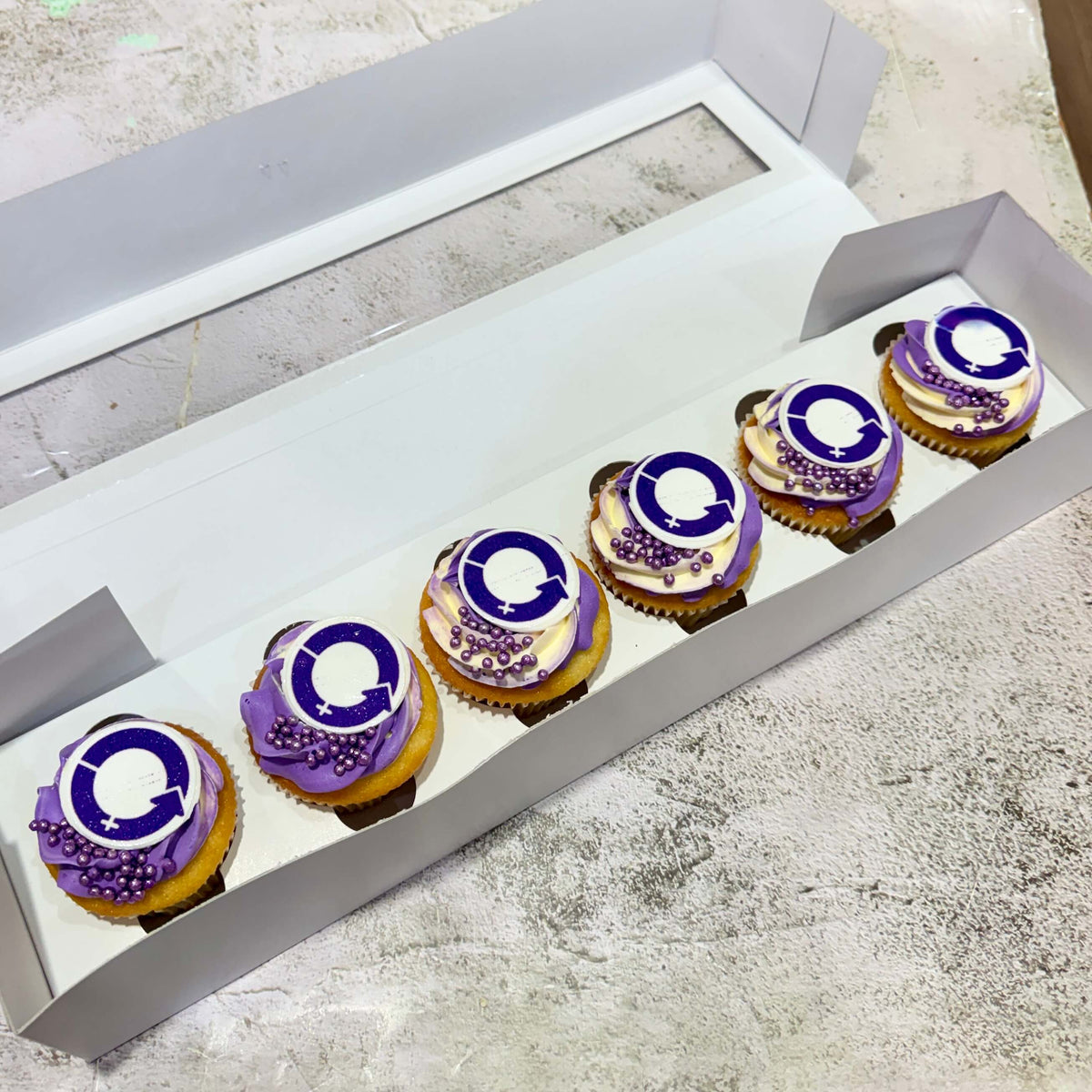 International Women's Day Cupcakes in a box