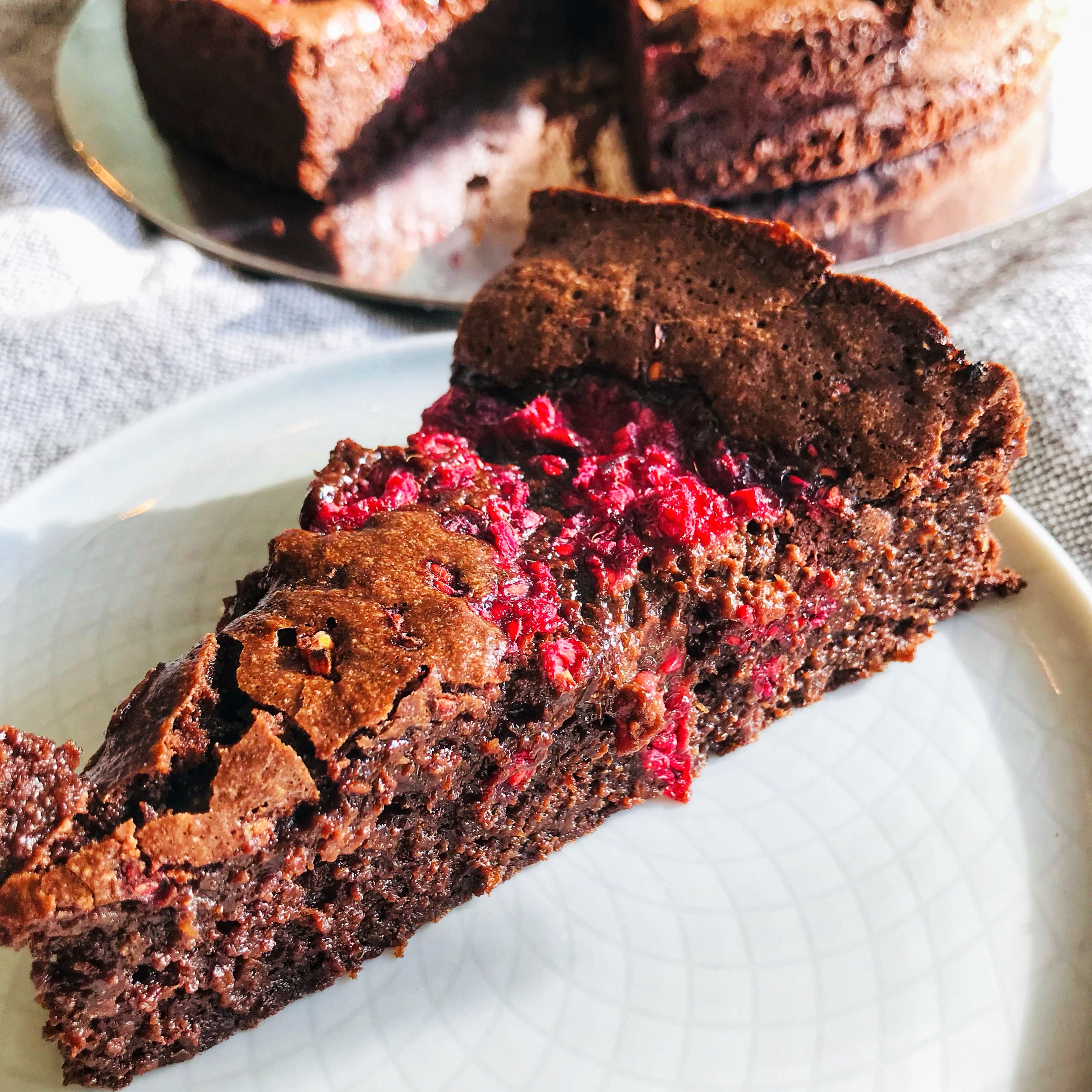 Flourless Chocolate, Hazelnut & Raspberry Cake - Bakealicious By Gabriela